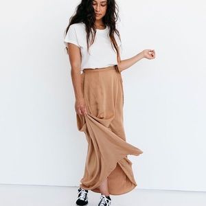 Suunday Wrap Maxi Skirt, Almond